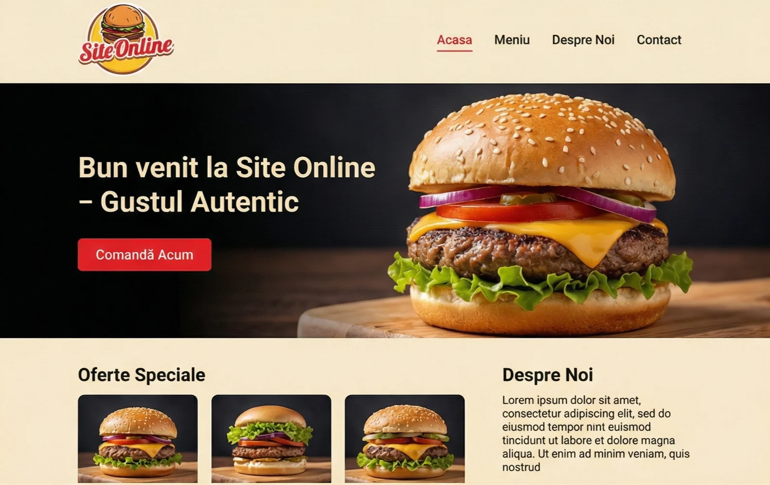 site prezentate burger si shaorma web design